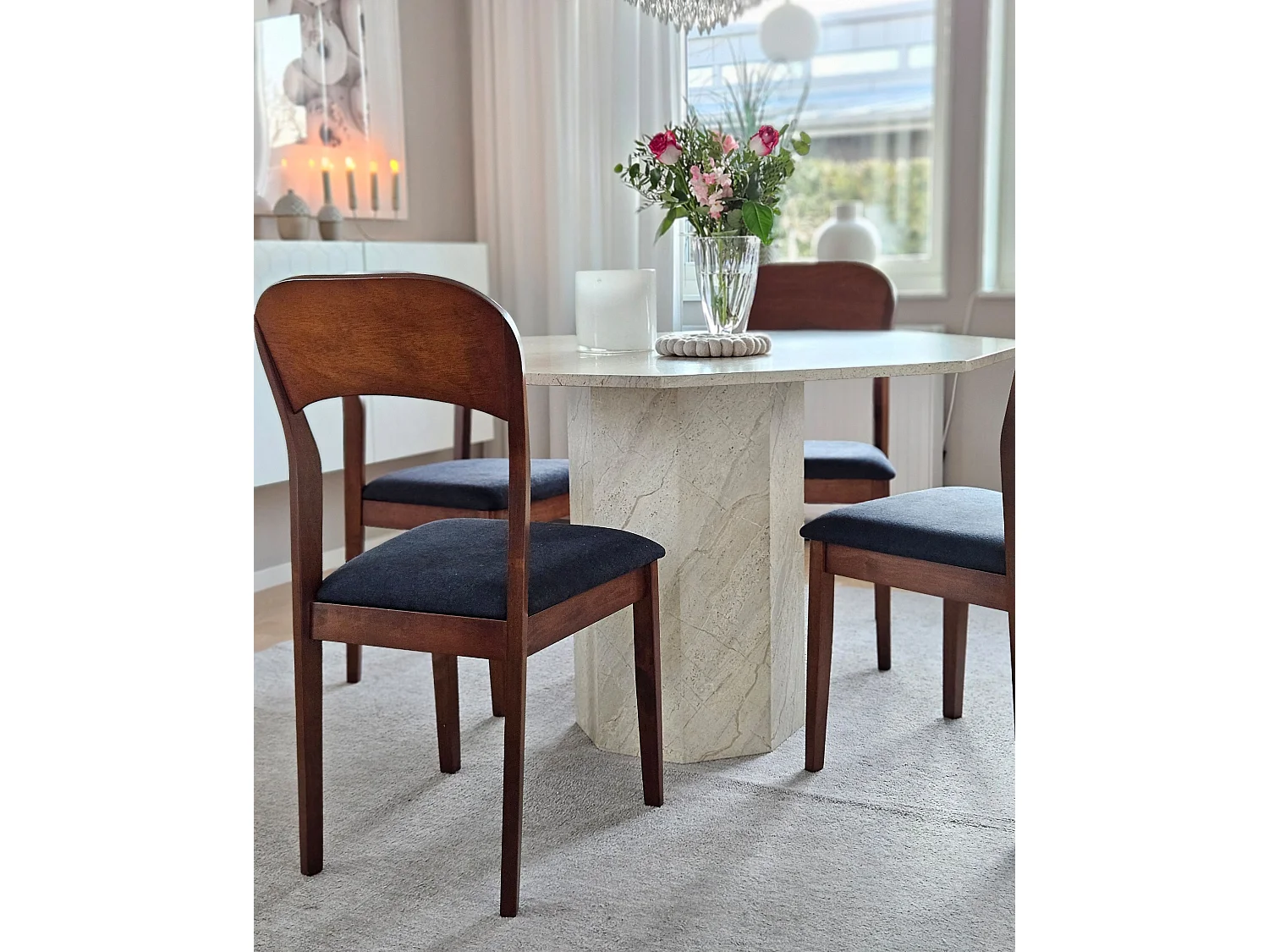 Lot de 2 chaises de salle à manger ALVIN Bois Marron foncé
