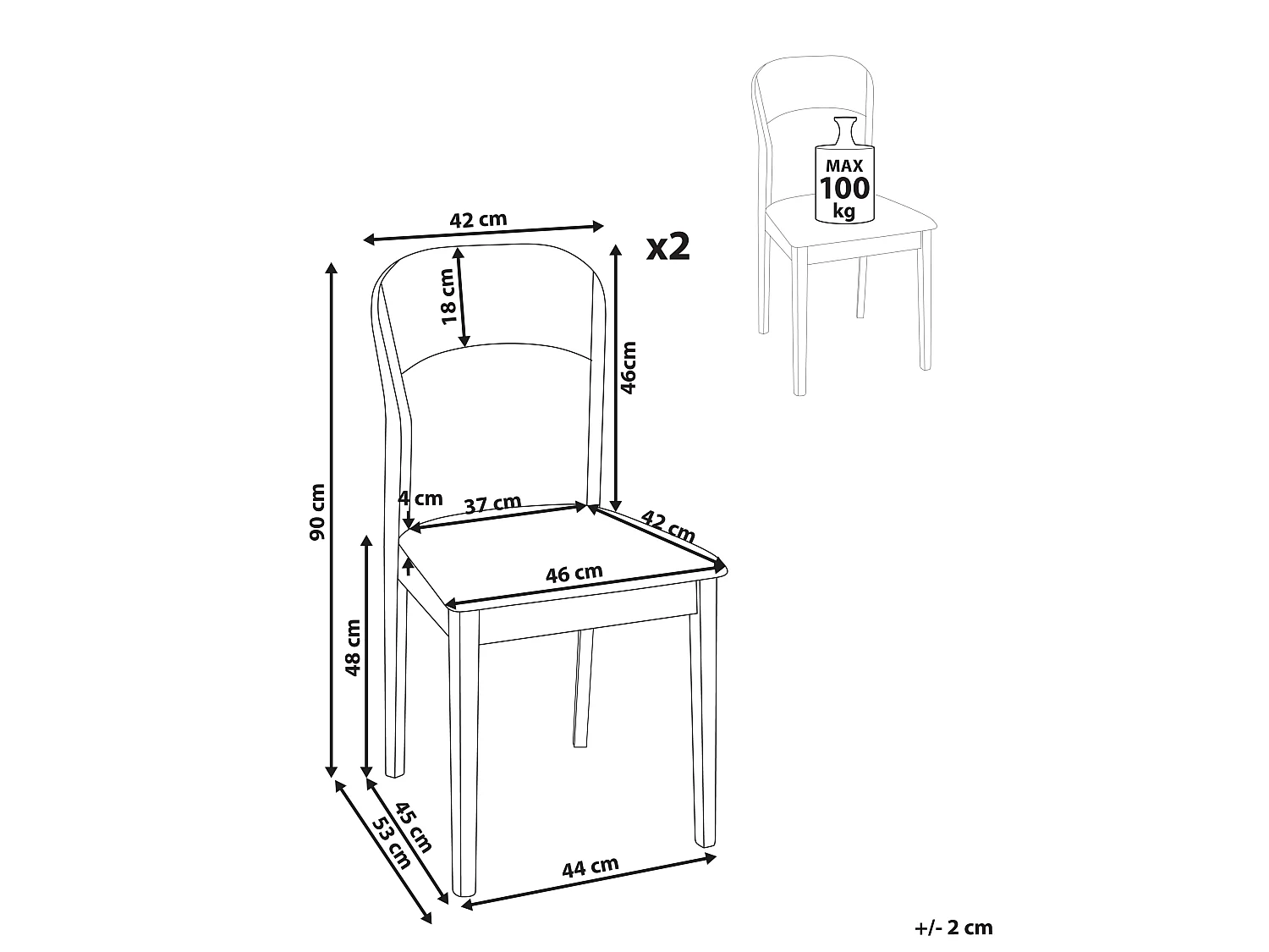 Set van 2 eetkamerstoelen ALVIN Hout Donkerbruin