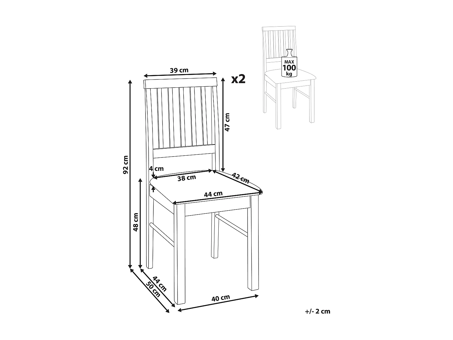 Set van 2 eetkamerstoelen ORONO Hout Donkere houtkleur