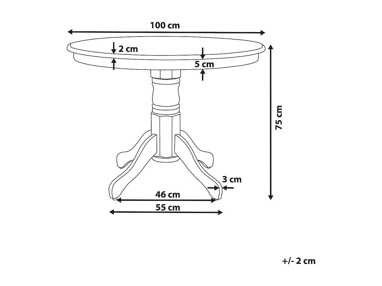 Esstisch für 4 Personen schwarz rund ø 100 cm Holzbeine Mittelfuß Skandi Akron