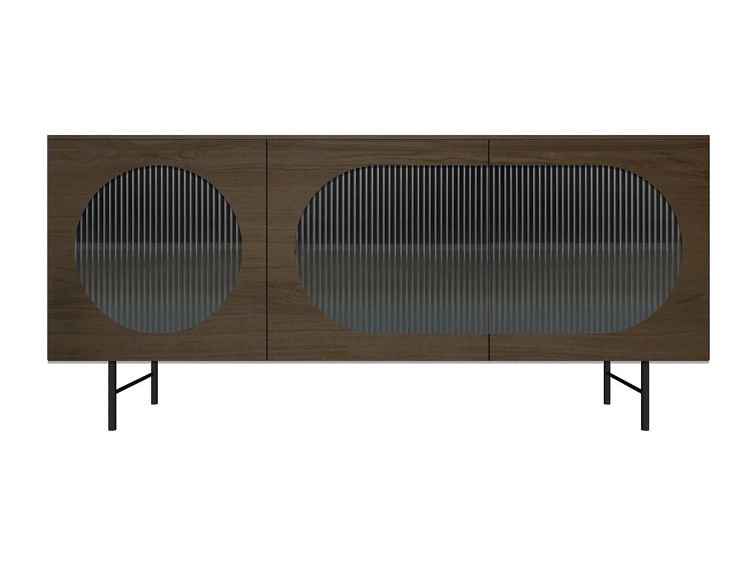 Buffet teinté noyer, verre flute, 3 portes - 180L x 48P