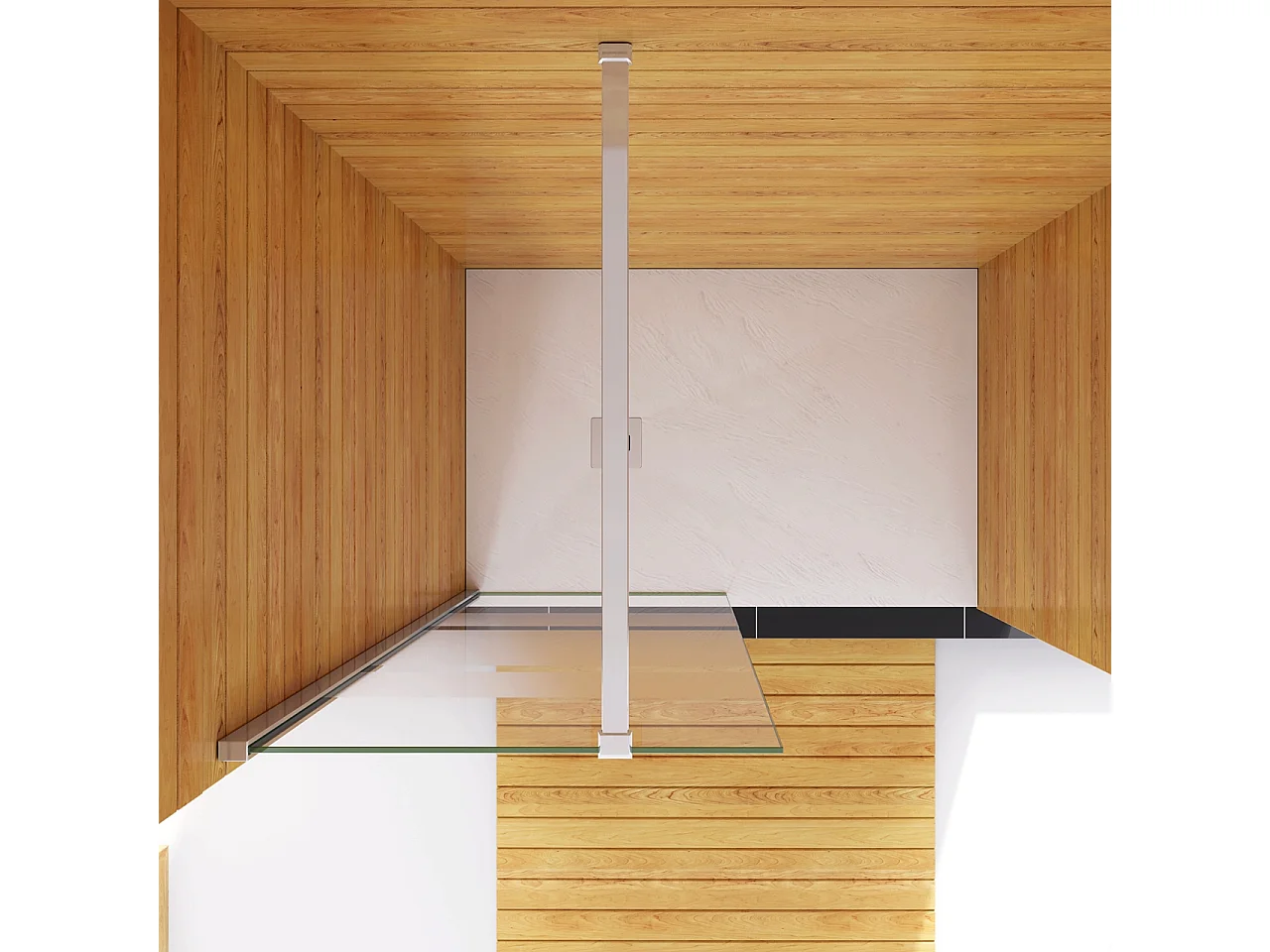 100x190cm Box Doccia Walk In Parete Fissa in Vetro Temperato 6 mm Anticalcare Multi Fasce Satinate Opache con Barra Stabilizzatrice 140cm Cromo Lucido