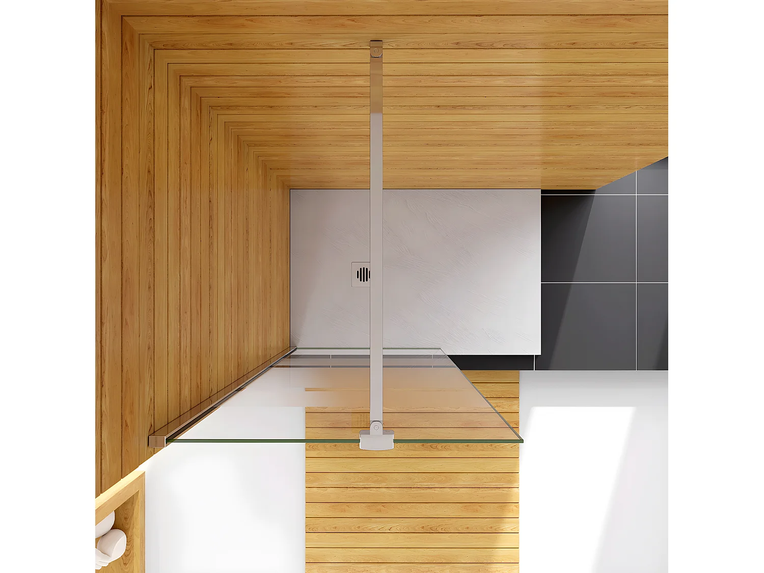 Box Doccia Walk In 90x190cm Parete Fissa in Vetro Temperato 6 mm Anticalcare Multi Fasce Satinate Opache con Barra Stabilizzatrice 90cm Cromo Lucido