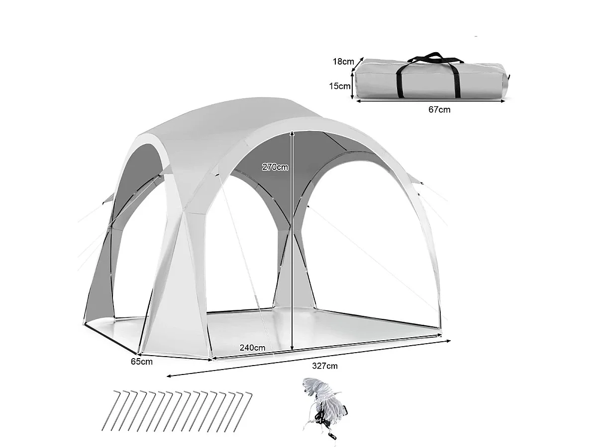 Zelt, Pavillon, Überdachung für 6–8 Personen, 327 × 327 × 270 cm