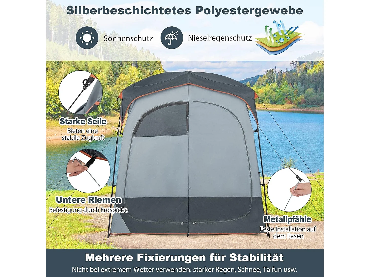 Duschzelt mit 2 Räumen, Umkleidezelt SB33921SDDE