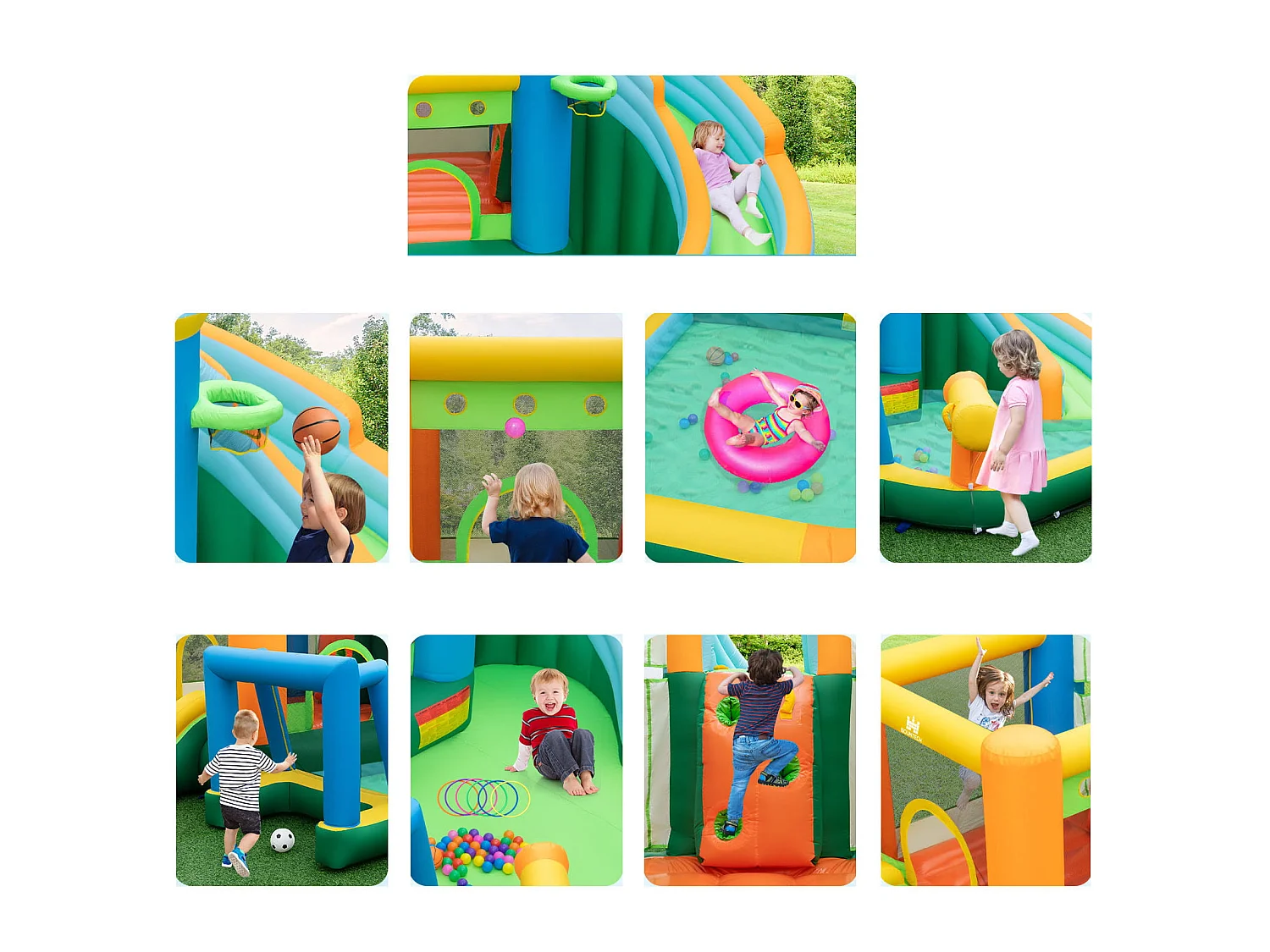 Scivolo gonfiabile d'acqua con doppio scivolo piscina splash parete da arrampicata, Parco acquatico gonfiabile