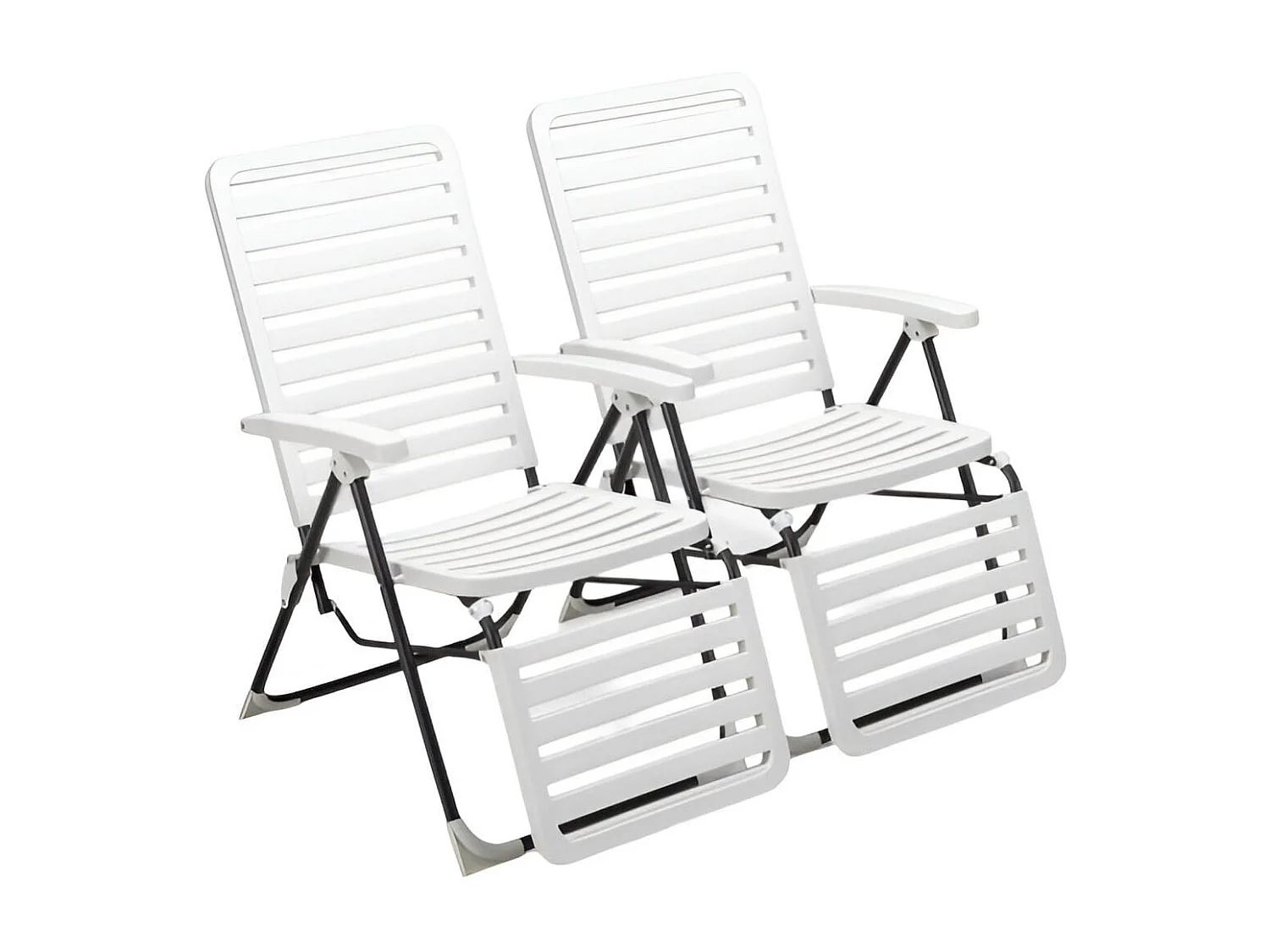 2er Terrassenliegestuhl mit Fußstütze Klappbarer Liegestuhl Weiß
