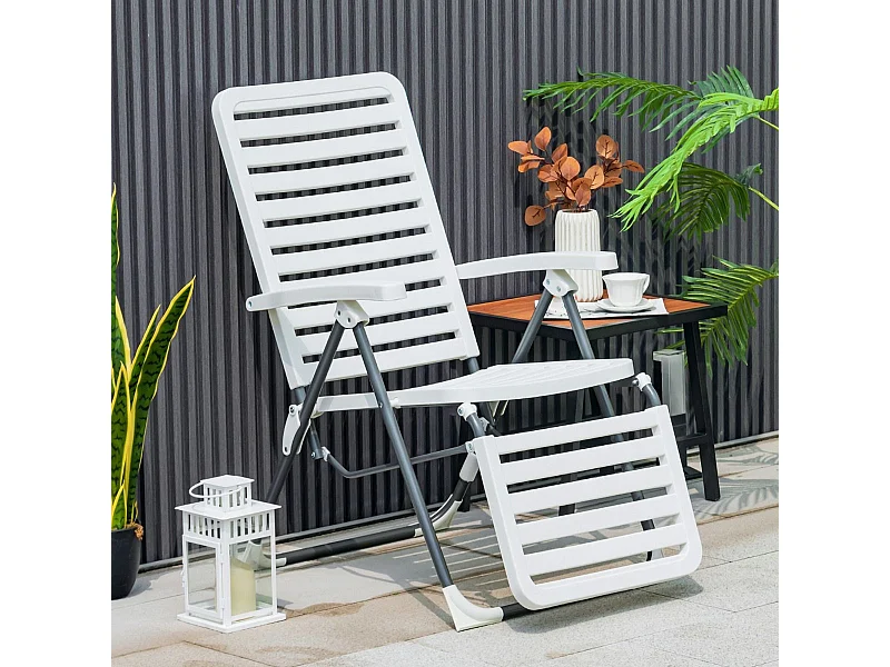 2er Terrassenliegestuhl mit Fußstütze Klappbarer Liegestuhl Weiß