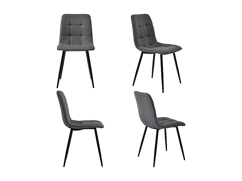 Juego de 4 sillas de lino - estructura de metal - diseño ergonómico - patas de metal - color gris