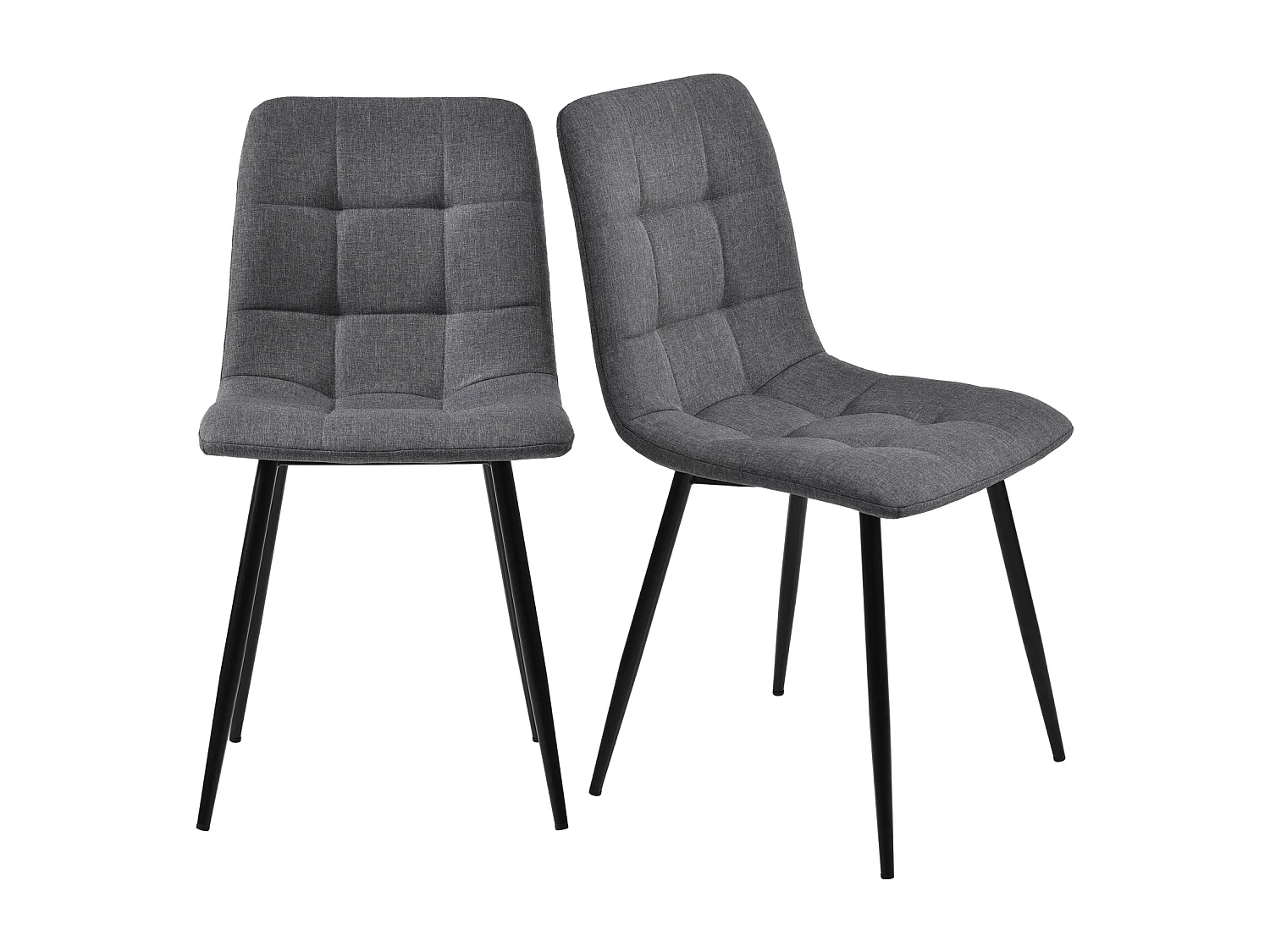 Set van 4 linnen stoelen - metalen frame - ergonomisch design - metalen poten - grijs