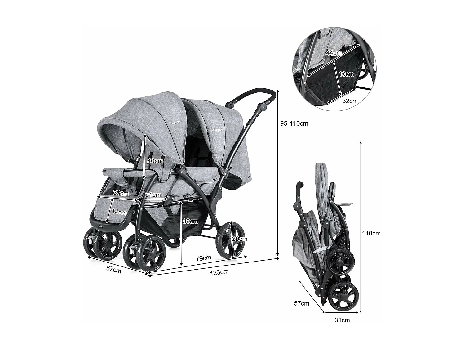 Geschwisterwagen klappbar Zwillingswagen