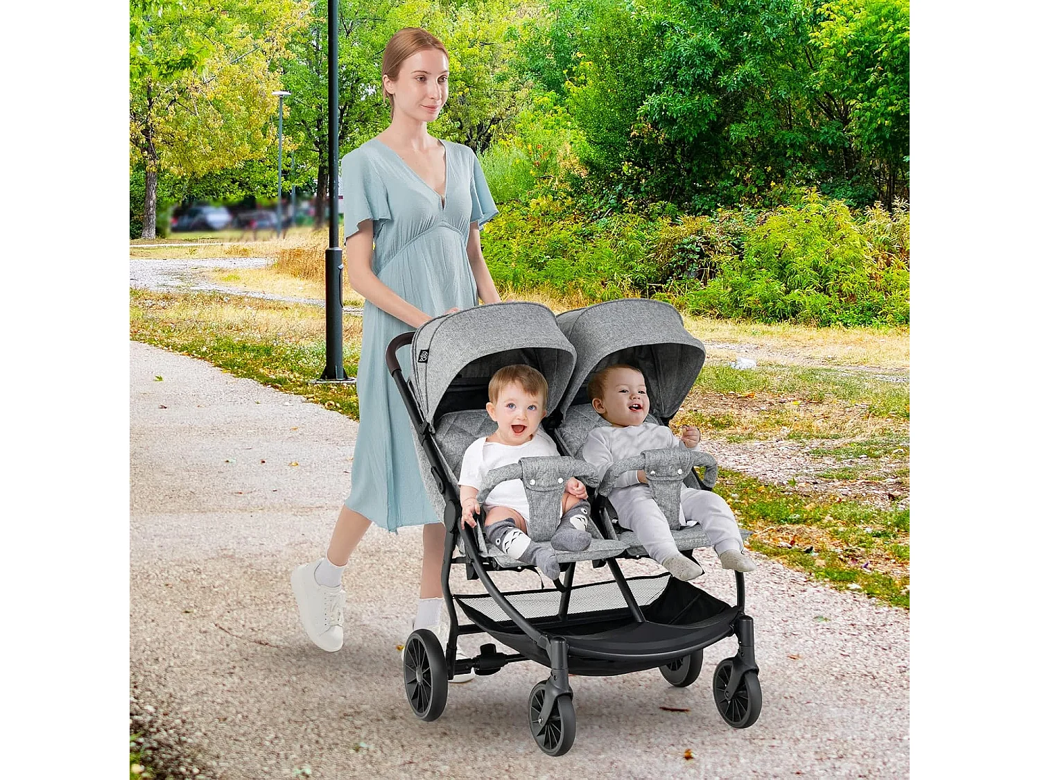 Faltbarer Zwillingskinderwagen