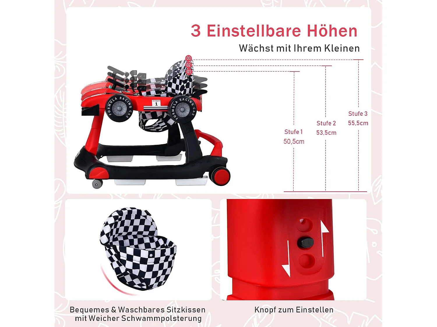 4-in-1 Höhenverstellbare Lauflernhilfe Rider