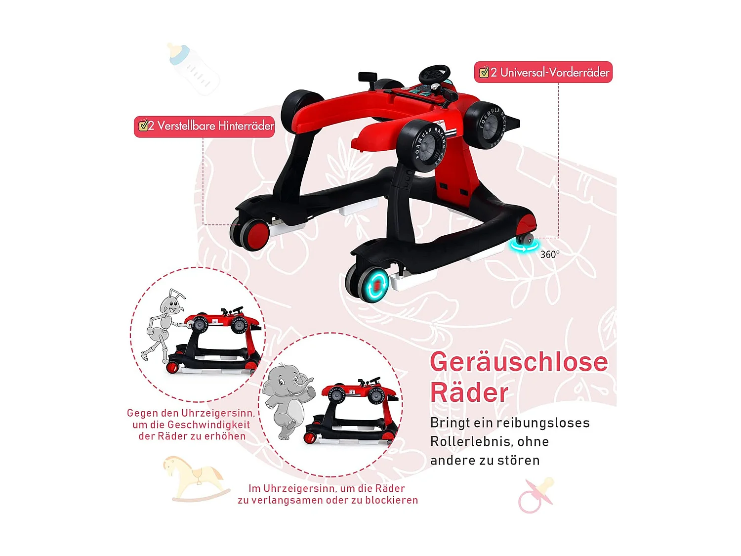 4-in-1 Höhenverstellbare Lauflernhilfe Rider