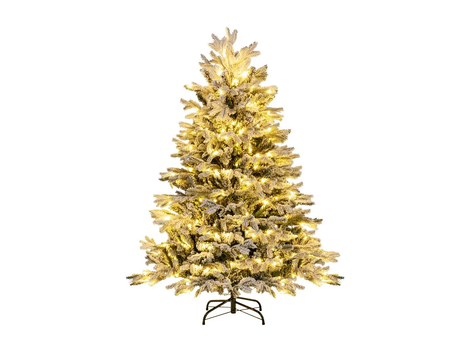 Albero di Natale artificiale con punte di rami PE PVC luci LED bianche calde, Albero di Natale flocked 135cm