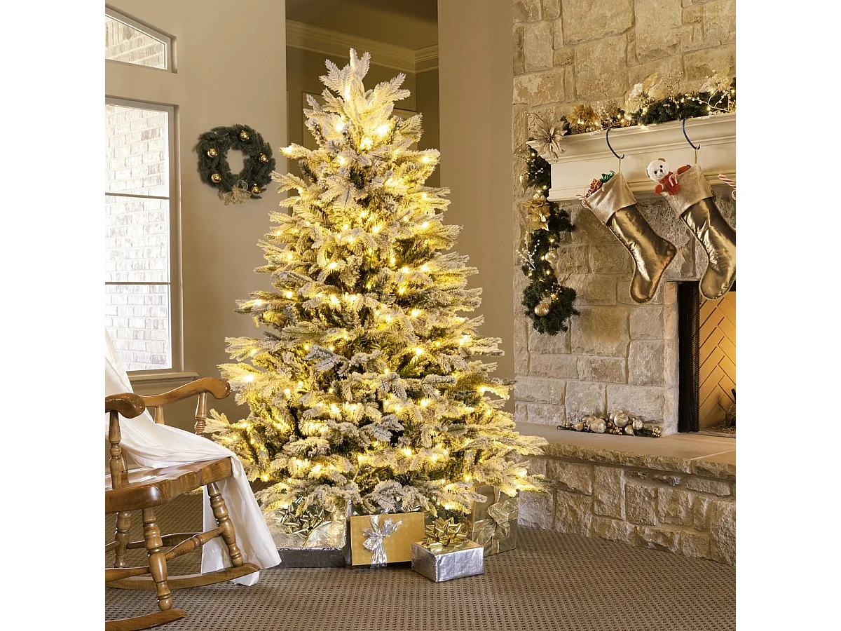 135 cm Künstlicher Weihnachtsbaum mit Schnee & 688 gemischten Zweigspitzen Tannenbaum