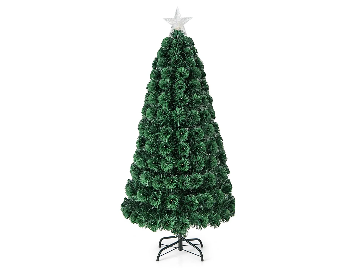 Albero di Natale artificiale con luci LED e stella, 150 cm