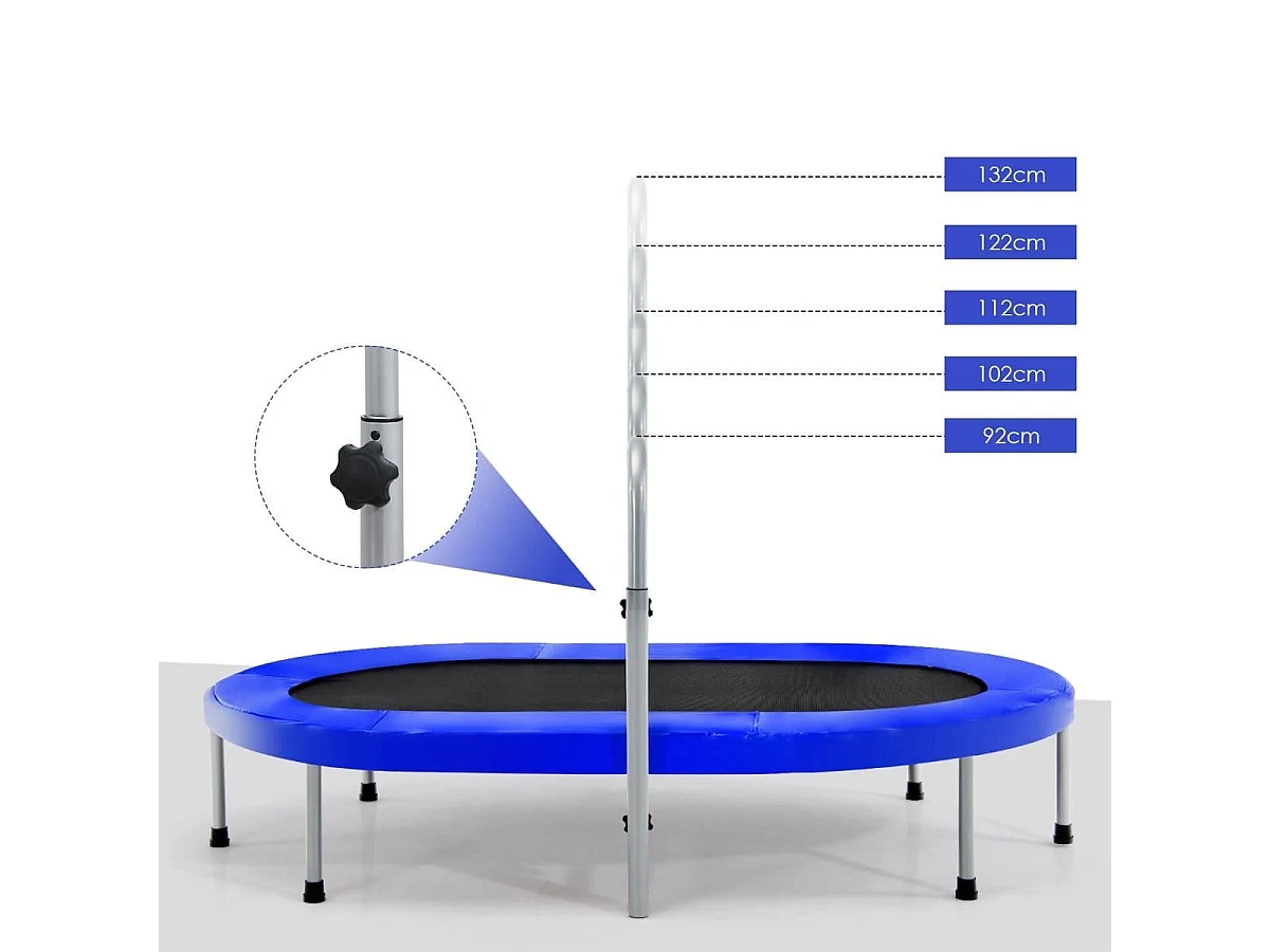 Trampoline de fitness double avec barres d'appui 154 x 90 x 92-132 cm