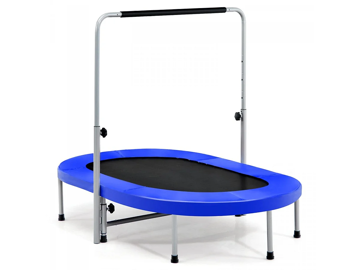 Trampoline de fitness double avec barres d'appui 154 x 90 x 92-132 cm