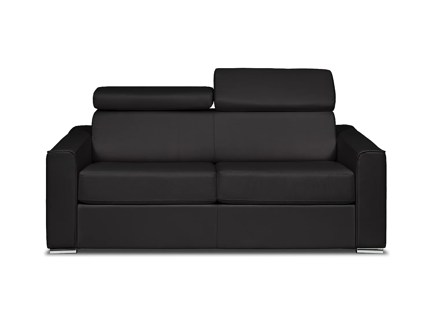 Canapé 3 places convertible express en cuir de buffle noir - Couchage 140 cm - Matelas 18 cm - VIZIR