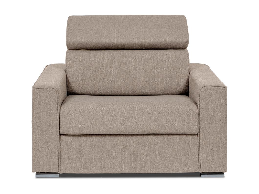 Sillón cama de tela beige - Cama de 70 cm - Colchón de 14 cm - VIZIR