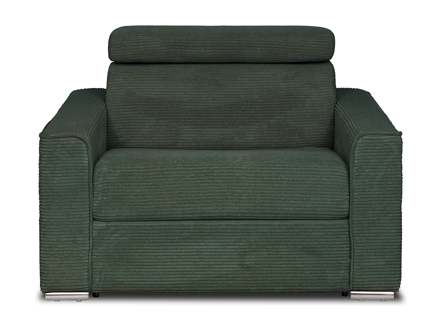 Fauteuil convertible express en velours côtelé vert - Couchage 70 cm - Matelas 14 cm - VIZIR