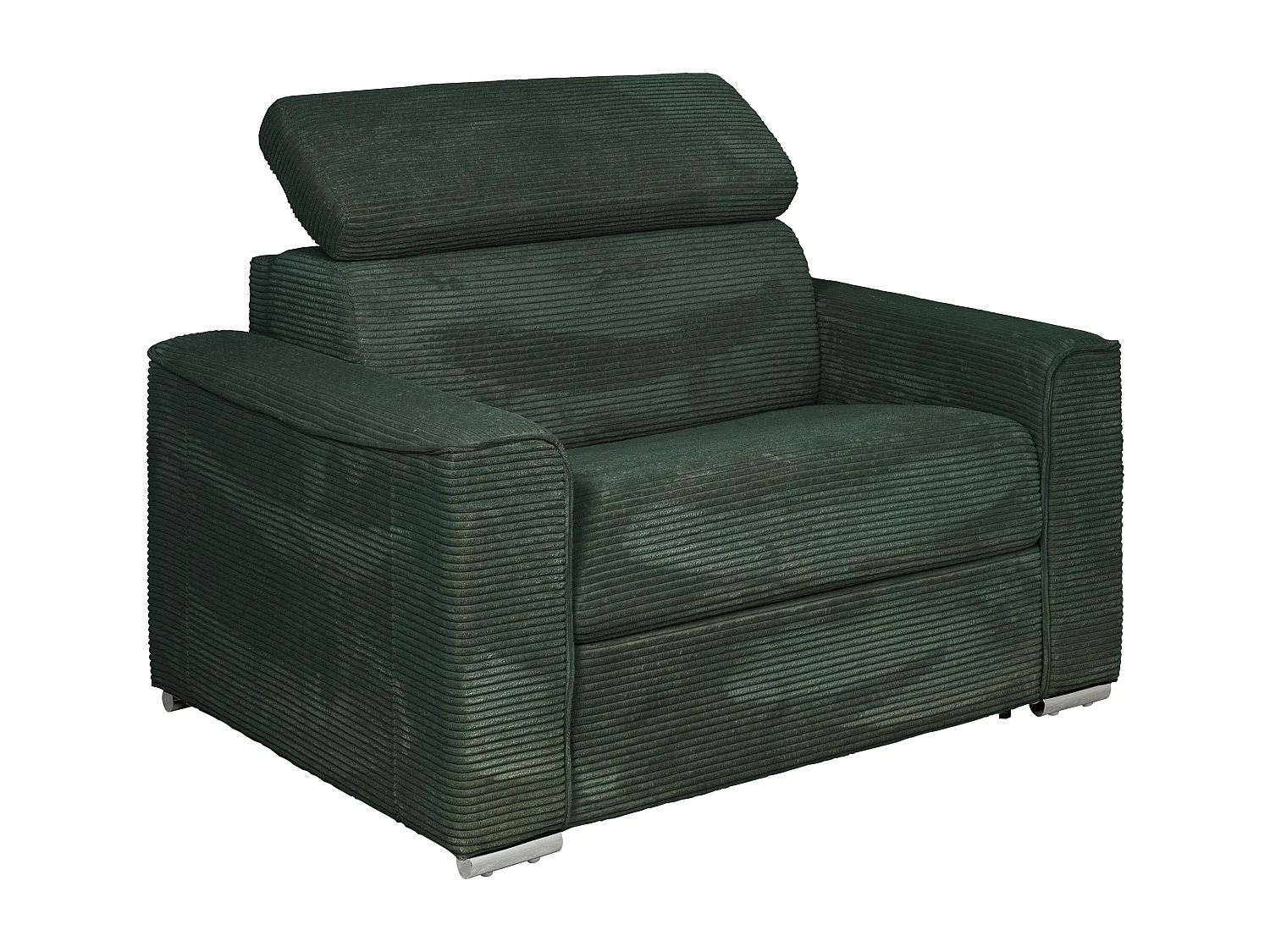 Fauteuil convertible express en velours côtelé vert - Couchage 70 cm - Matelas 14 cm - VIZIR