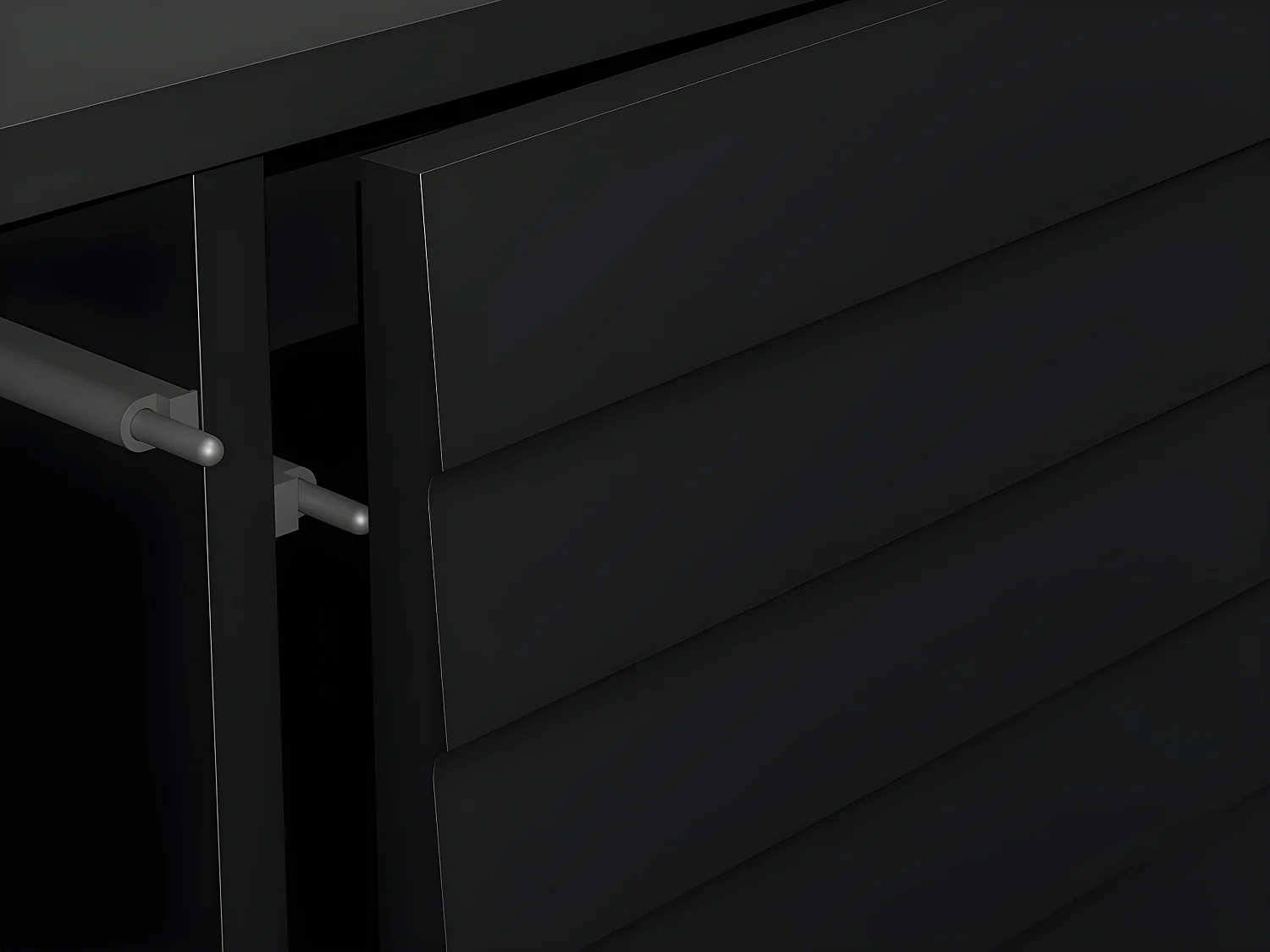 Étagère Flosoru 107, Fermé|Avec des portes, MDF|Stratifié|Verre trempé, 182x53x40cm, Noir