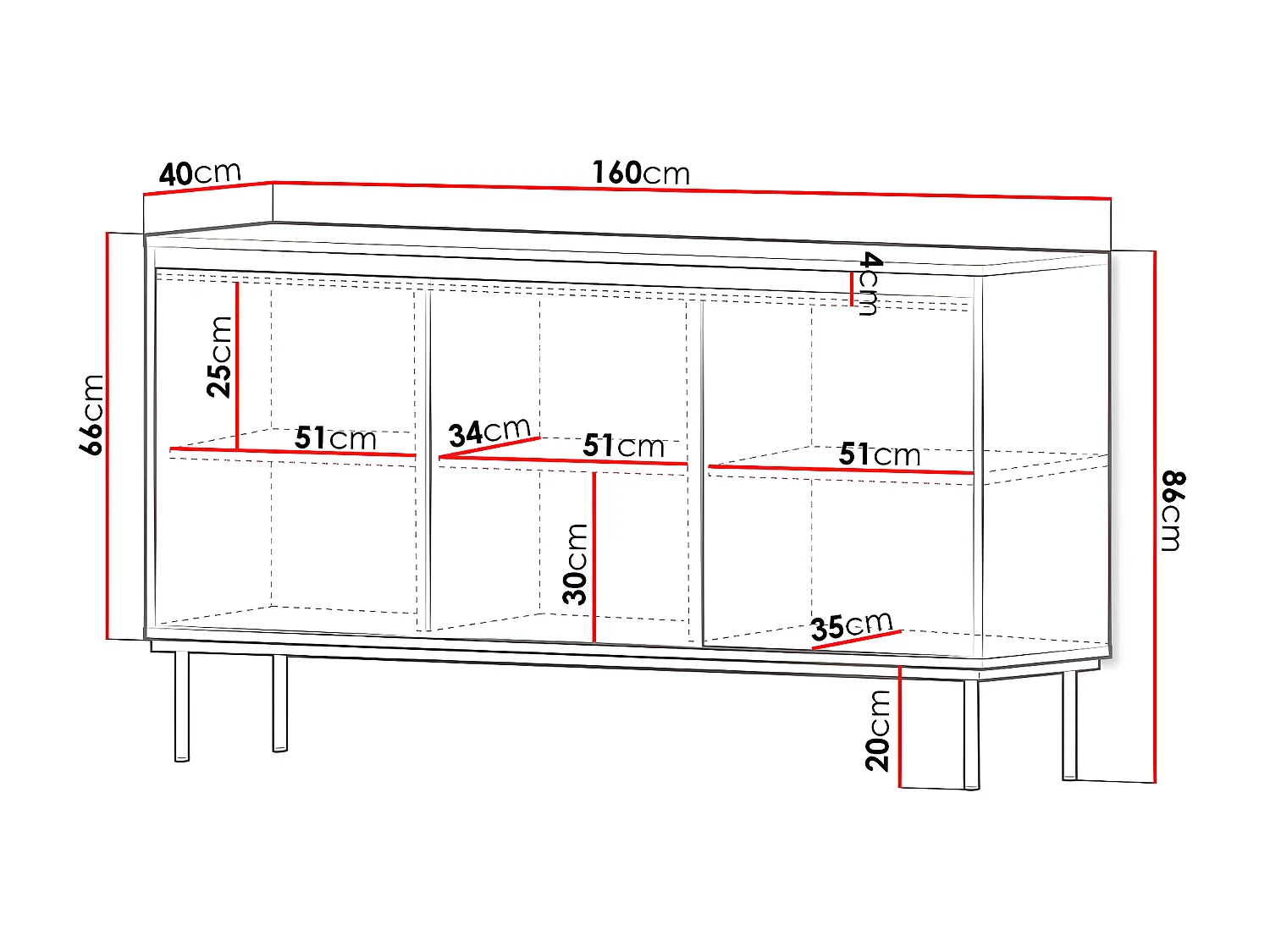 Armário Comfivo AA100, Placa de aglomerado laminado, 86x160x40cm