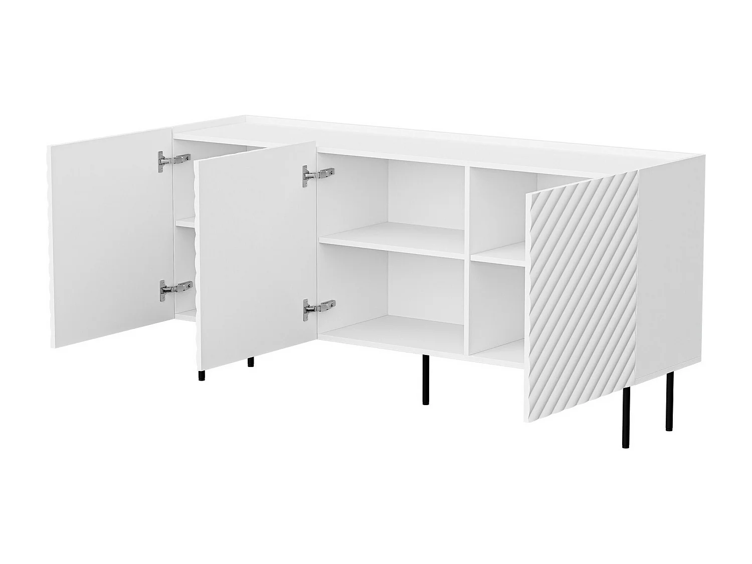 Aparador Mortali 100, Negro|Blanco, 80x166x40cm, MDF|Aglomerado laminado