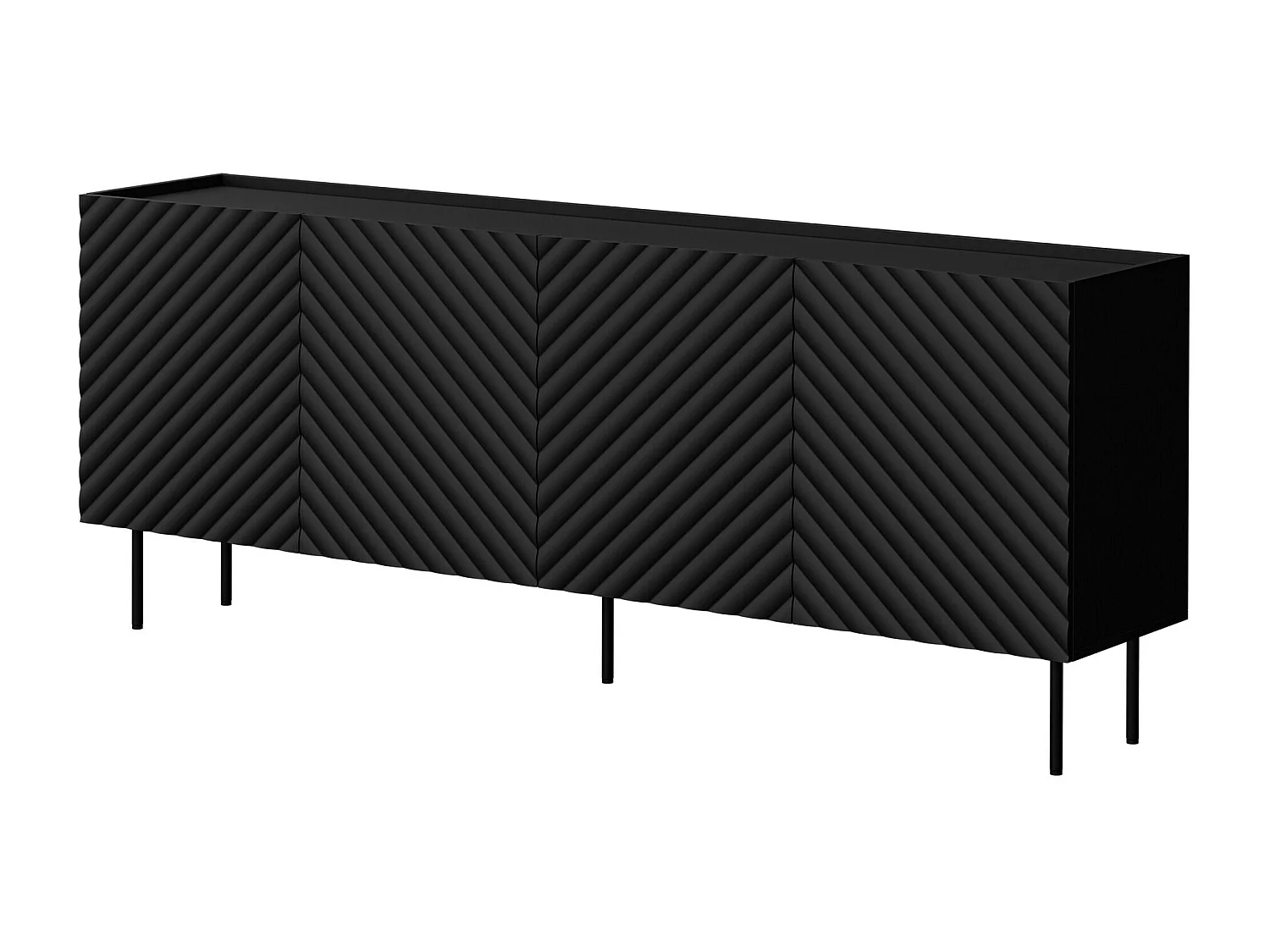 Buffet Mortali 101, Noir, 80x200x40cm, MDF|Stratifié