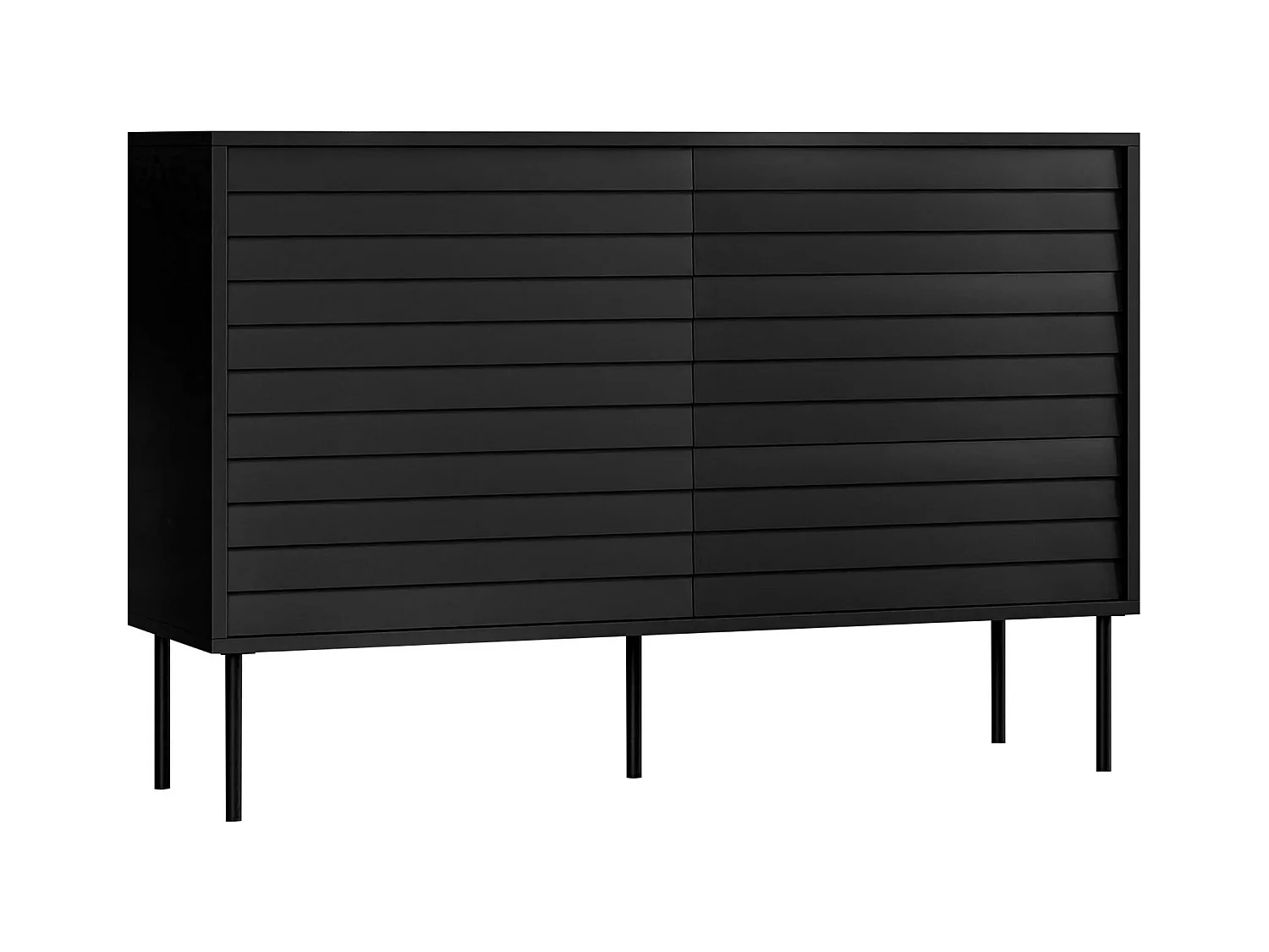 Commode Flosoru 101, Noir, Avec tiroirs et portes, 81x120x40cm