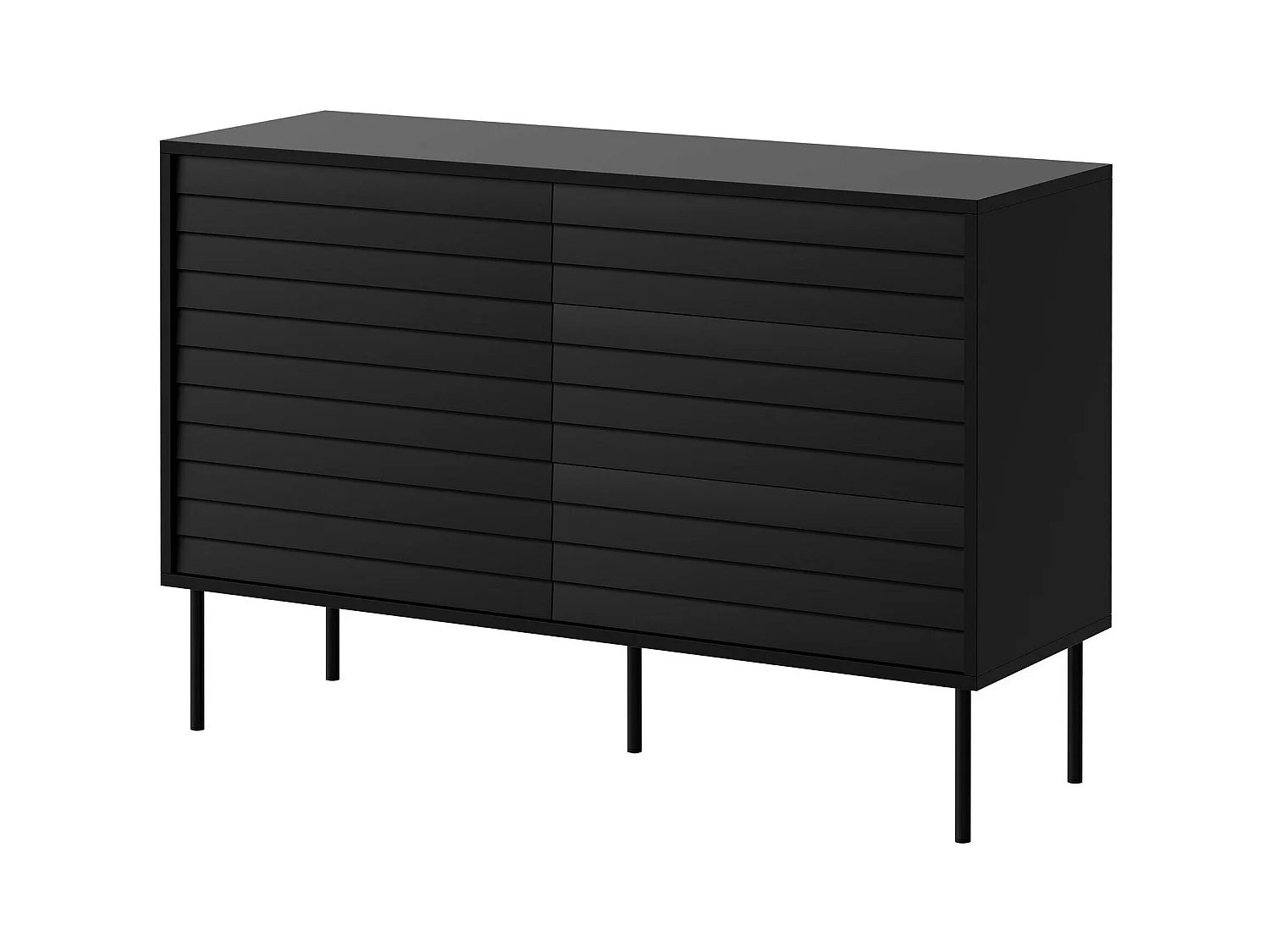 Commode Flosoru 101, Noir, Avec tiroirs et portes, 81x120x40cm