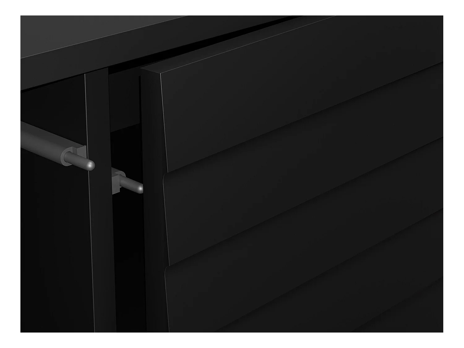 Commode Flosoru 101, Noir, Avec tiroirs et portes, 81x120x40cm