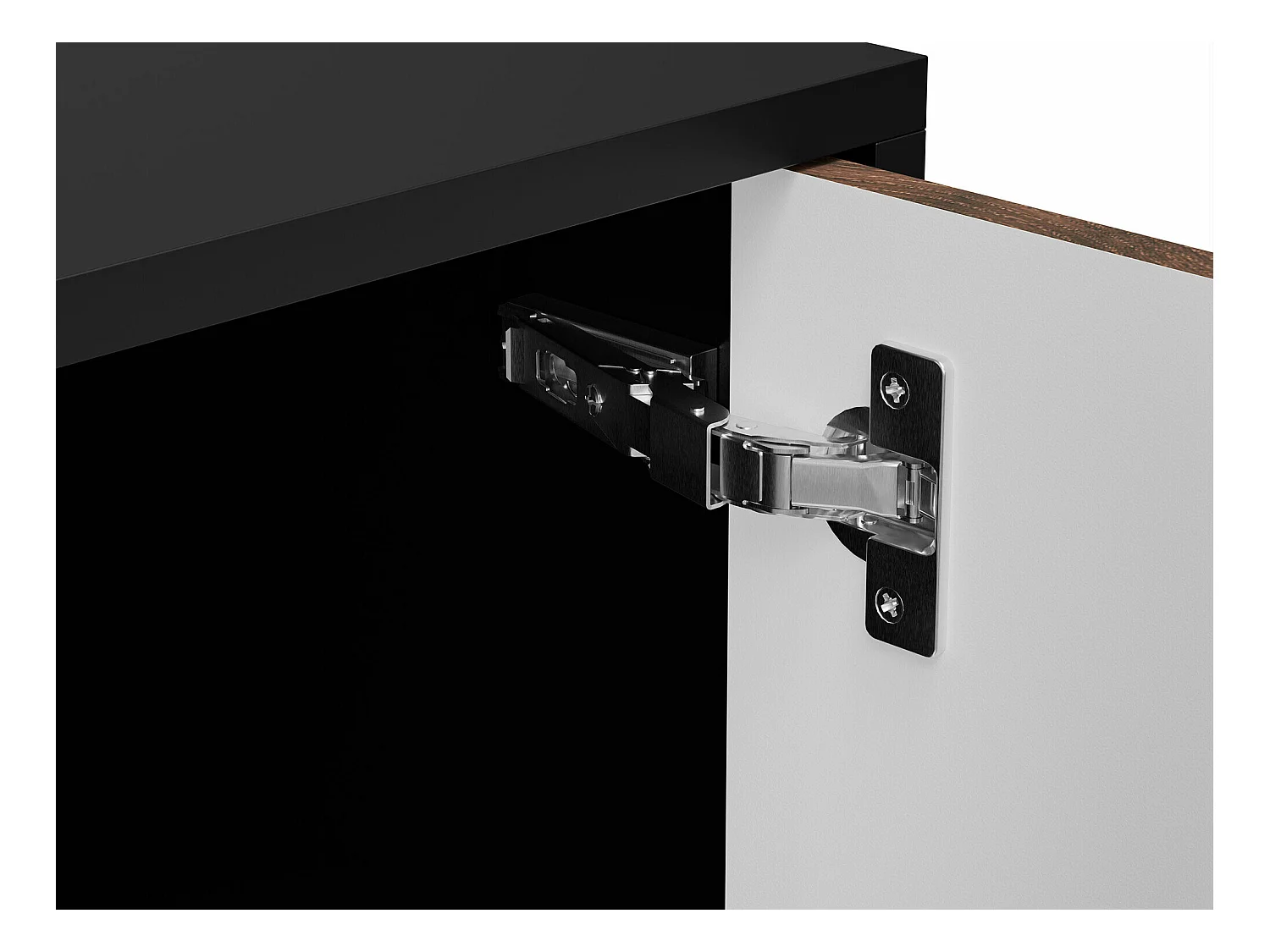 Commode Flosoru 101, Noir, Avec tiroirs et portes, 81x120x40cm