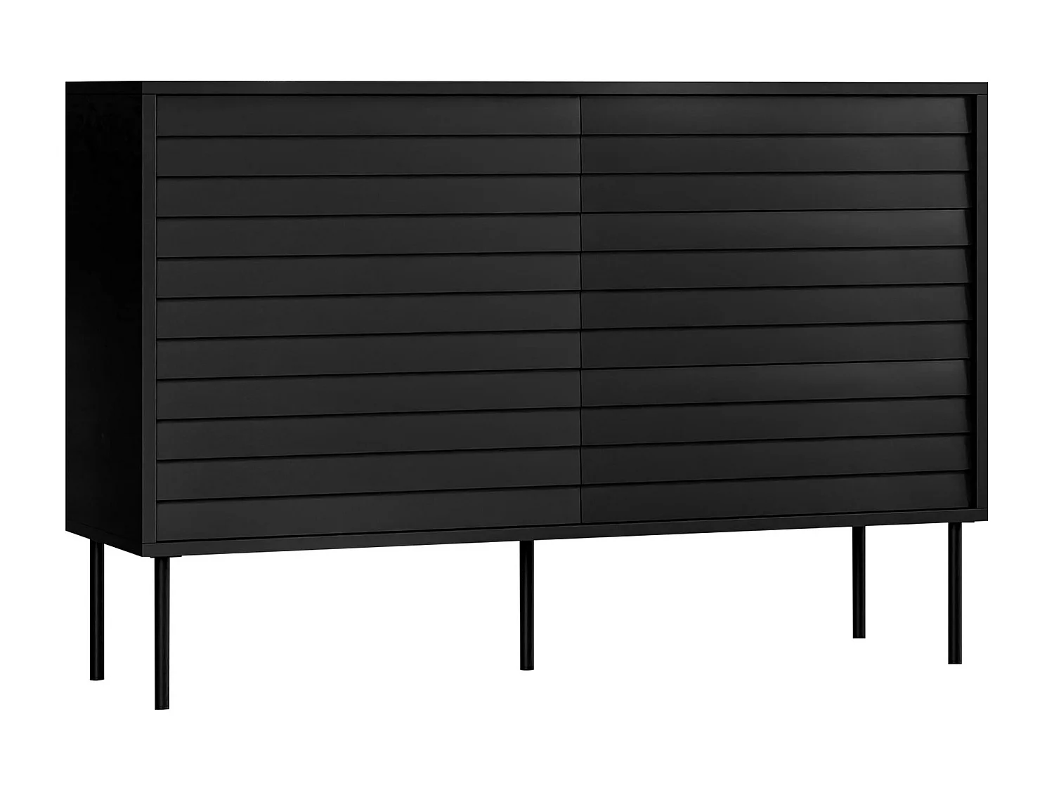 Commode Flosoru 101, Noir, Tiroirs et portes, 81x120x40cm