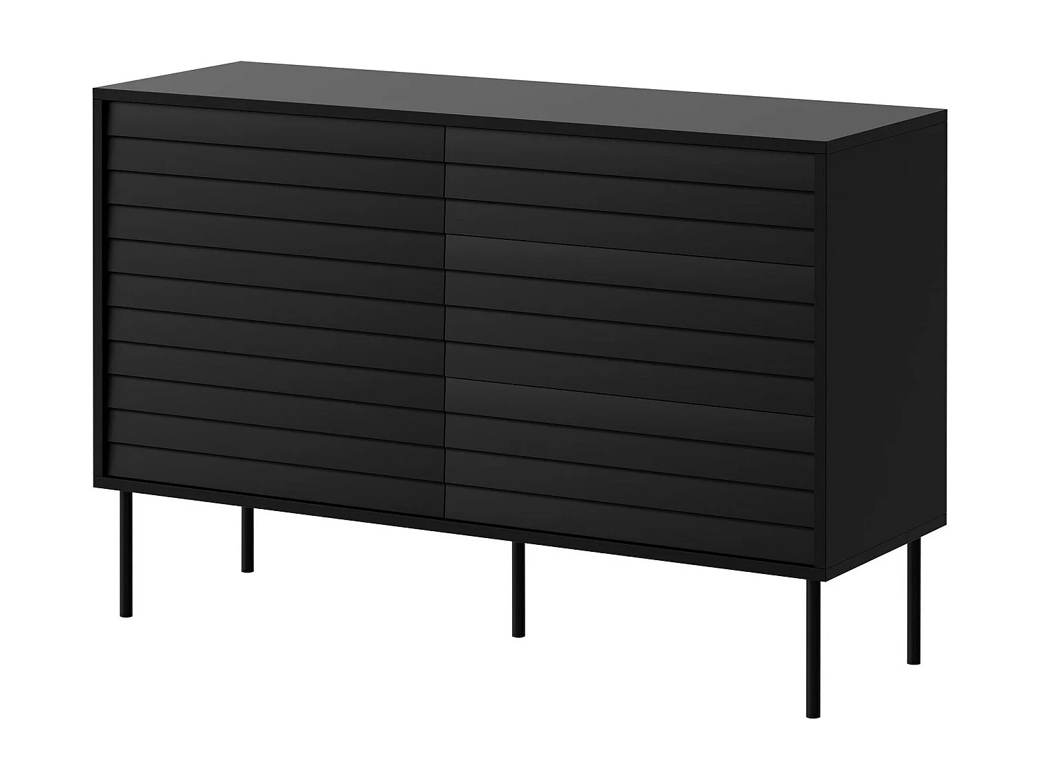 Commode Flosoru 101, Noir, Tiroirs et portes, 81x120x40cm