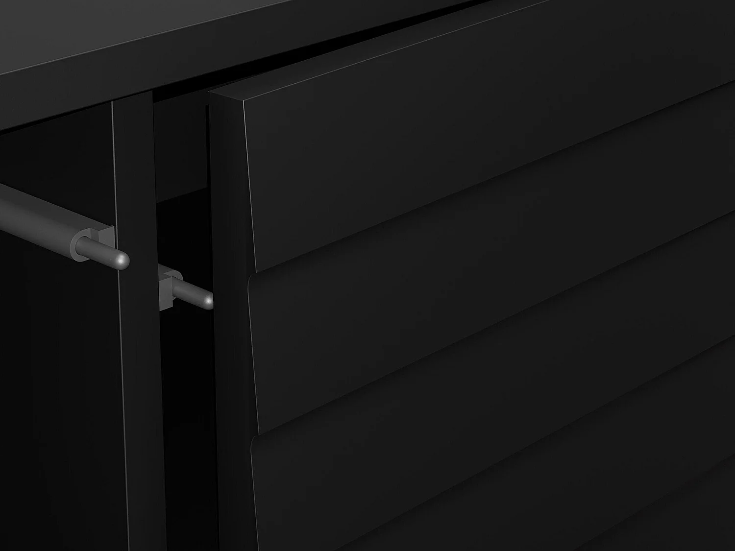 Commode Flosoru 101, Noir, Tiroirs et portes, 81x120x40cm