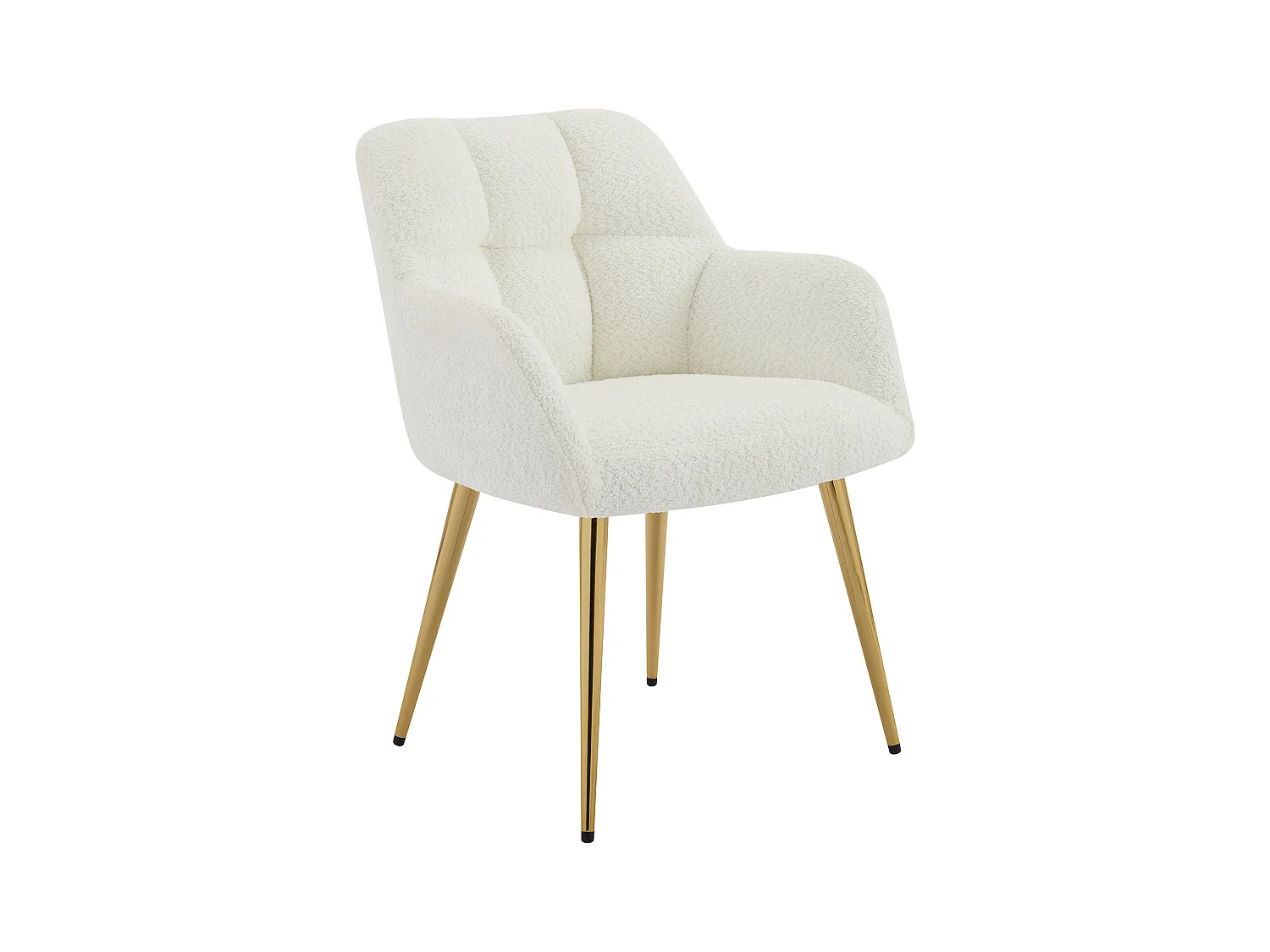 Lot de 6 chaises avec accoudoirs - Tissu bouclette et métal doré - Blanc - PEGA de Pascal MORABITO