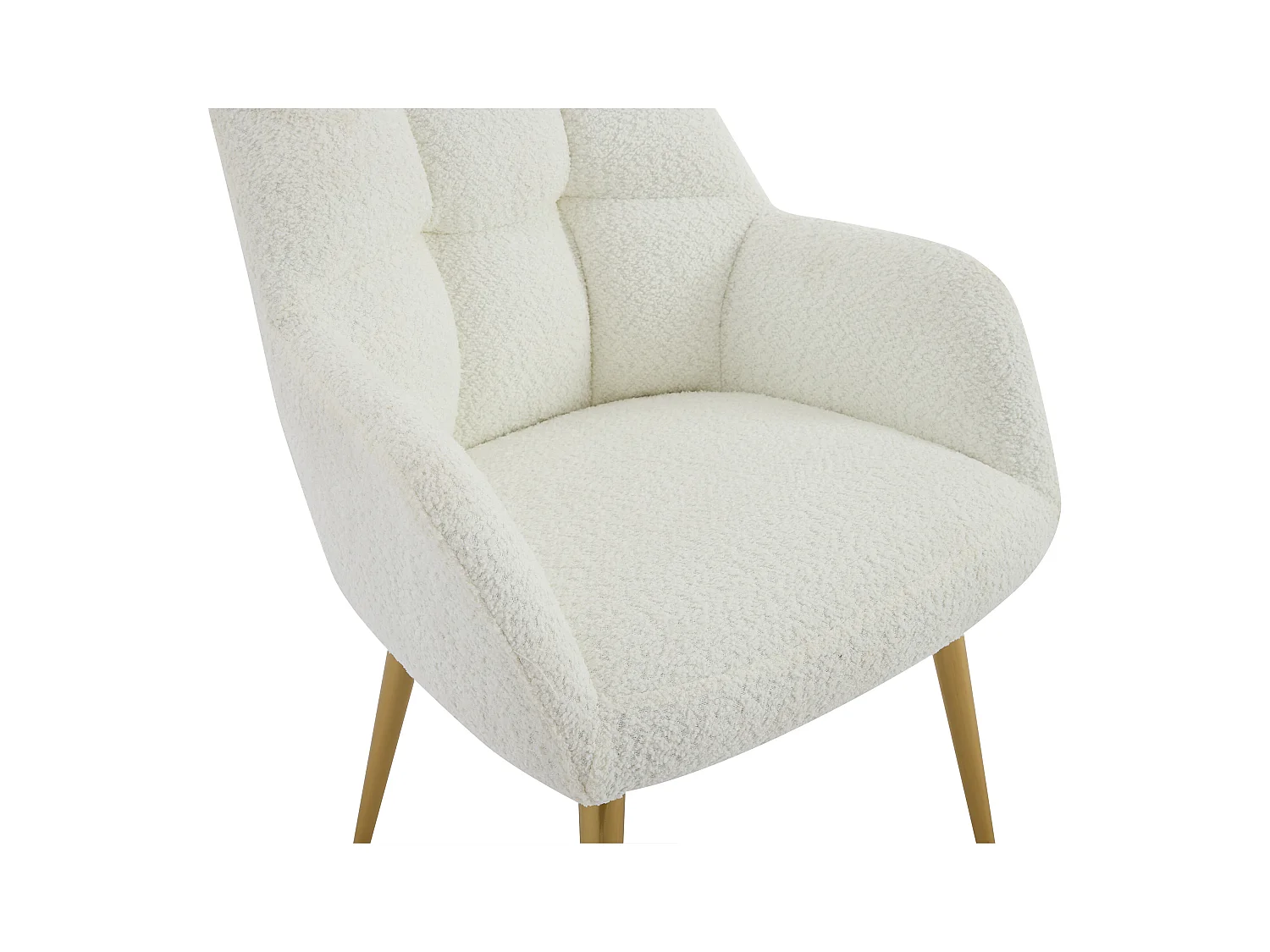Lot de 6 chaises avec accoudoirs - Tissu bouclette et métal doré - Blanc - PEGA de Pascal MORABITO