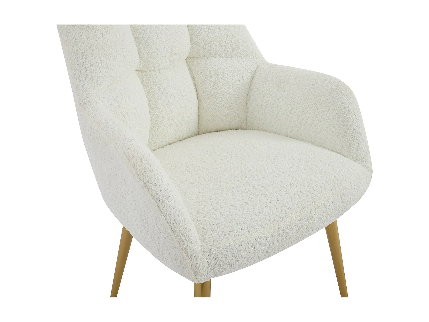 Set van 6 stoelen met armleuningen - Boucléstof en goudkleurig metaal - Wit - PEGA van Pascal MORABITO