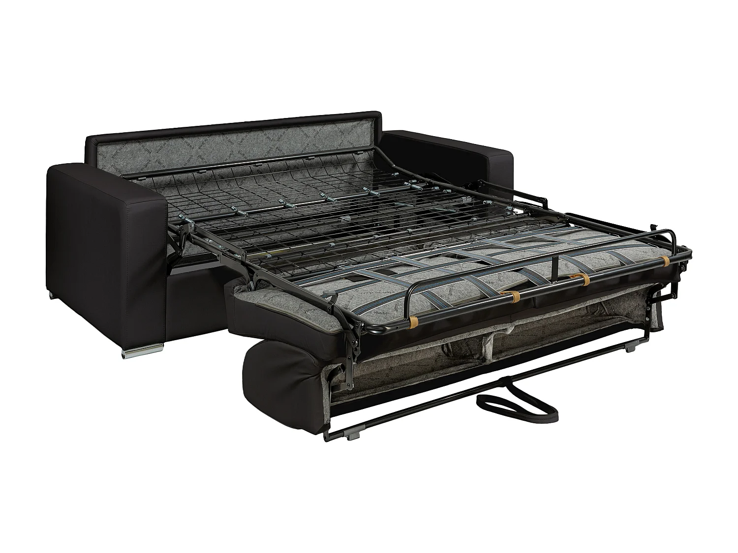 Canapé 3 places convertible express cuir de buffle noir - Couchage 140 cm - Matelas 18 cm - CALITO