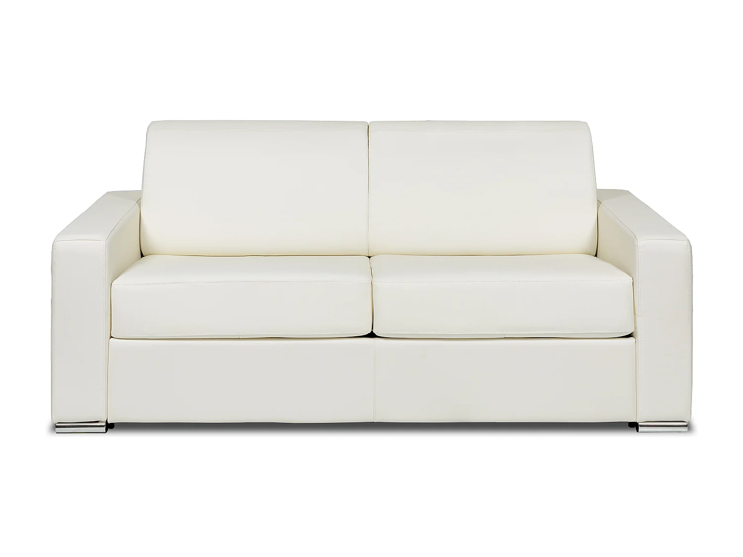 Canapé 3 places convertible express cuir de buffle blanc - Couchage 140 cm - Matelas 14 cm - CALITO