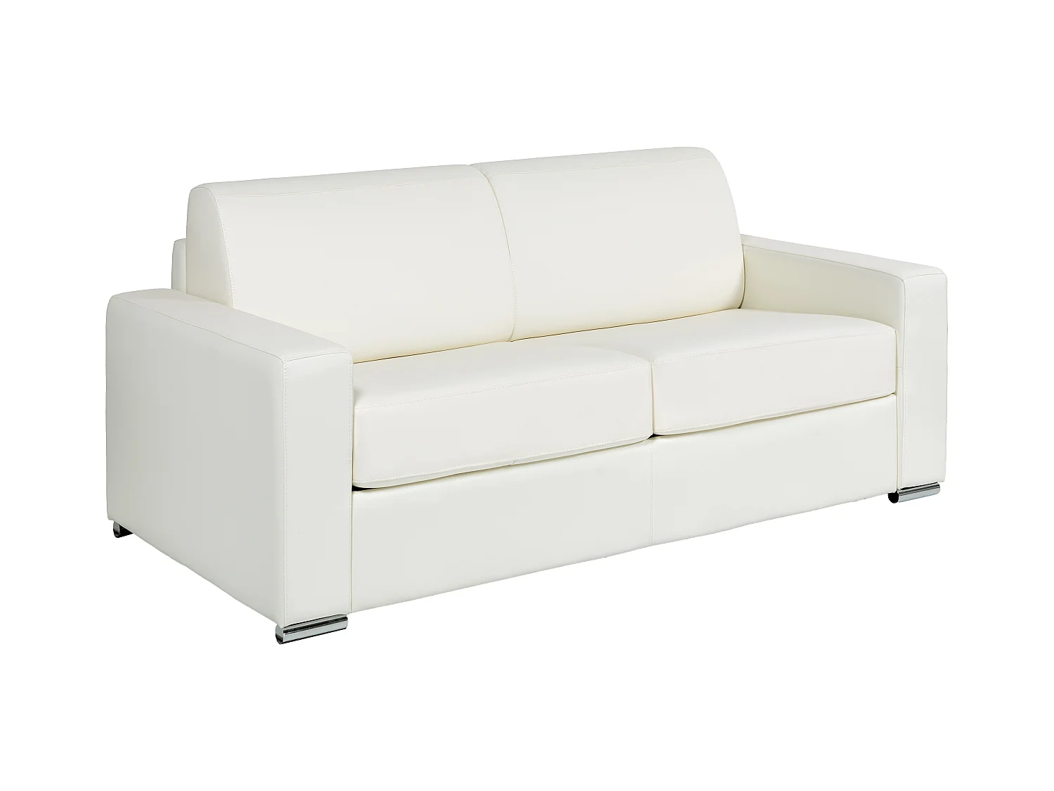 Canapé 3 places convertible express cuir de buffle blanc - Couchage 140 cm - Matelas 14 cm - CALITO
