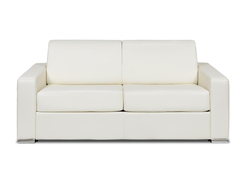 Canapé 3 places convertible express cuir de buffle blanc - Couchage 140 cm - Matelas 18 cm - CALITO