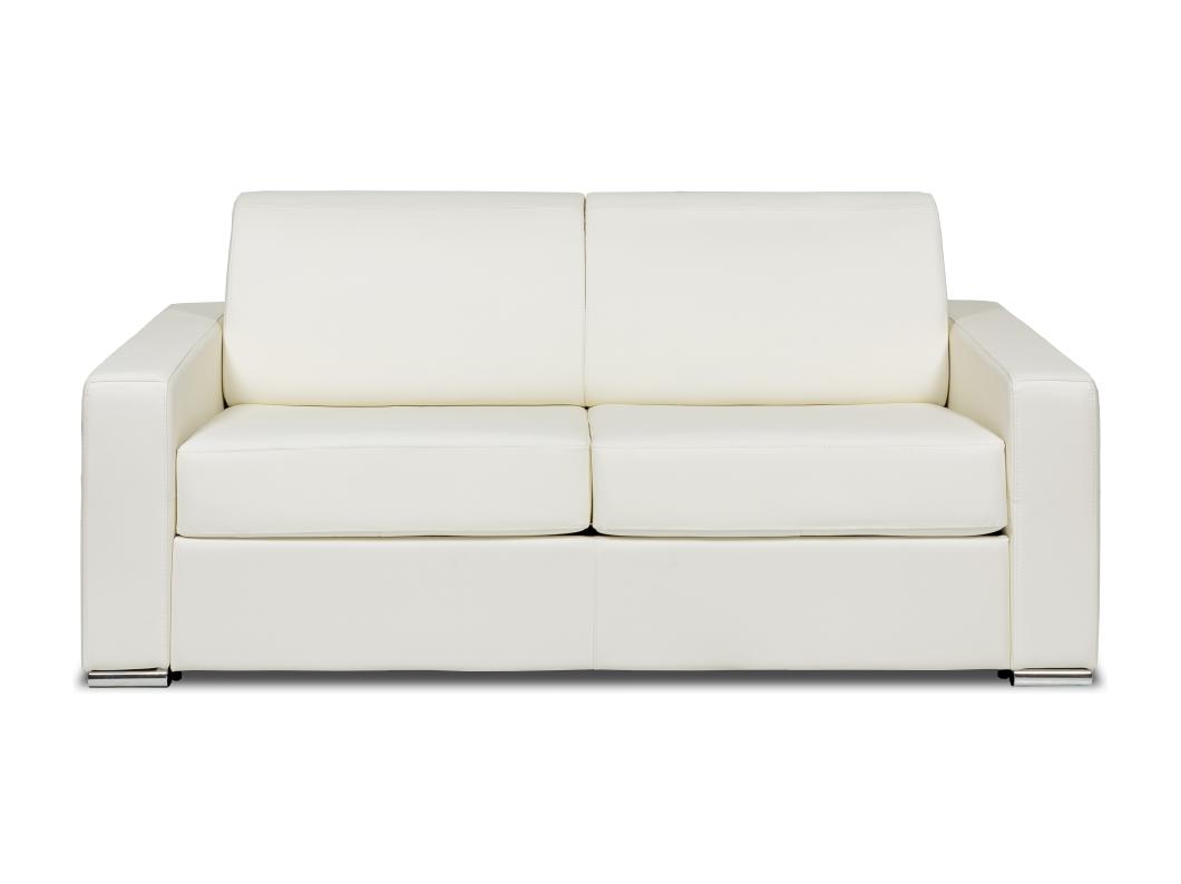 Divano letto 3 posti a ribalta Posto letto 140 cm Materasso 18 cm Pelle di bufalo Bianco - CALITO