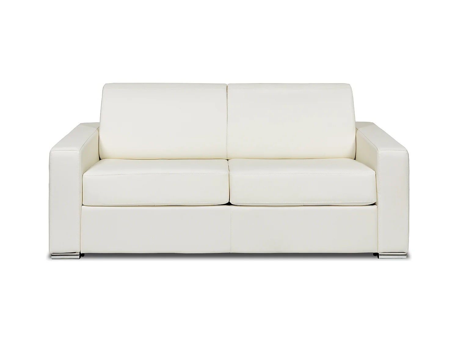 Canapé 3 places convertible express cuir de buffle blanc - Couchage 140 cm - Matelas 22 cm - CALITO