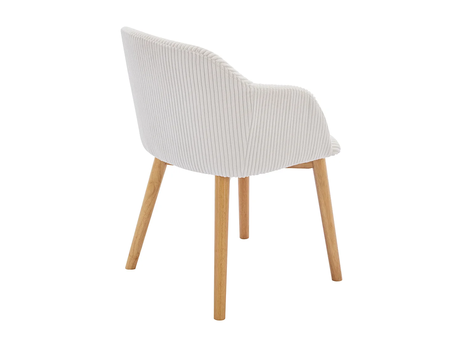 Set van 6 stoelen met armleuningen van ribfluweel en heveahout - Crèmewit - JELISA