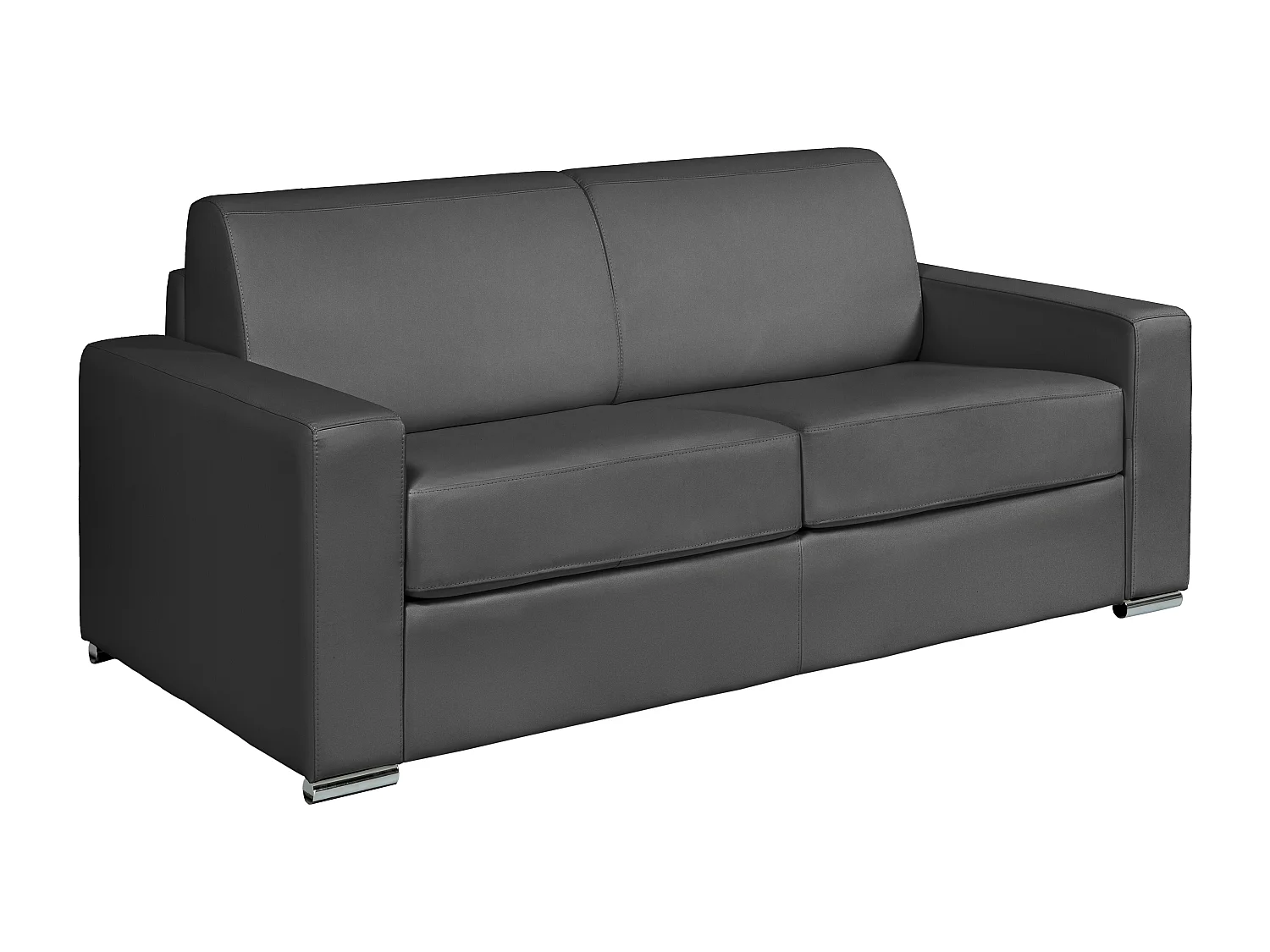 Canapé 3 places convertible express cuir de buffle gris - Couchage 140 cm - Matelas 14 cm - CALITO