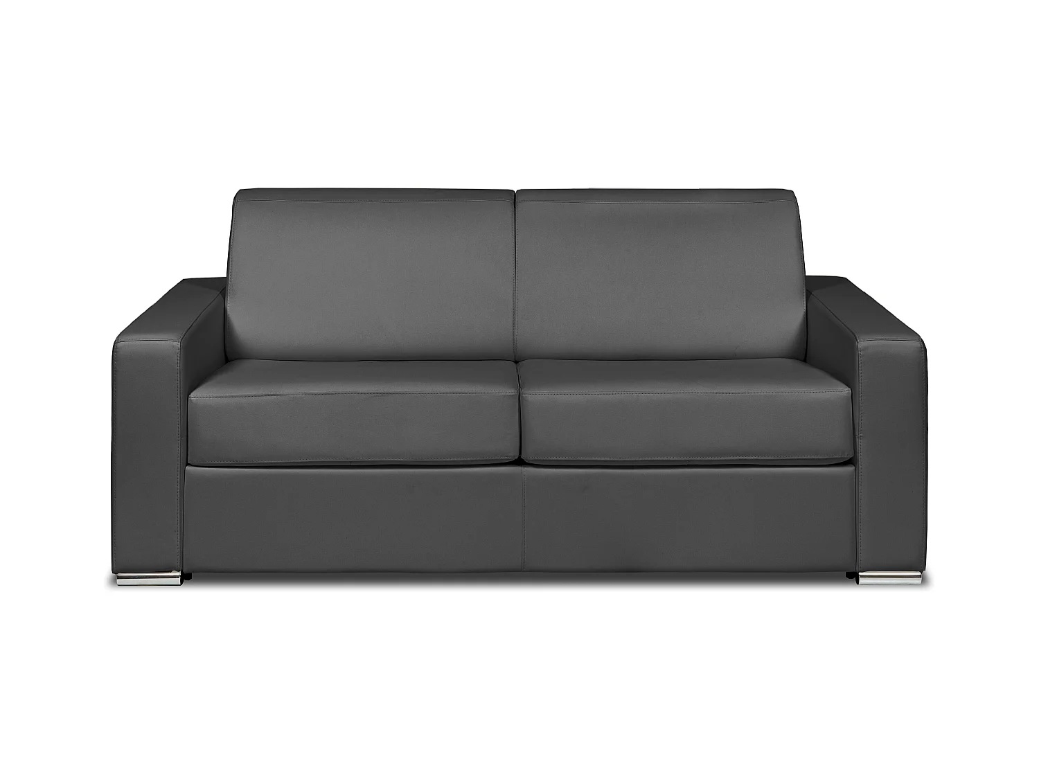 Canapé 3 places convertible express cuir de buffle gris - Couchage 140 cm - Matelas 22 cm - CALITO